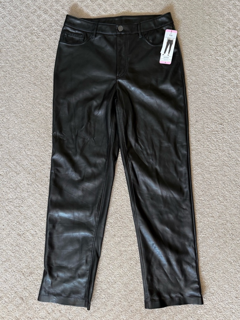 ✨NWT Joie Black Faux Leather Straight Leg Pants Classic High Rise Chic Vegan 6